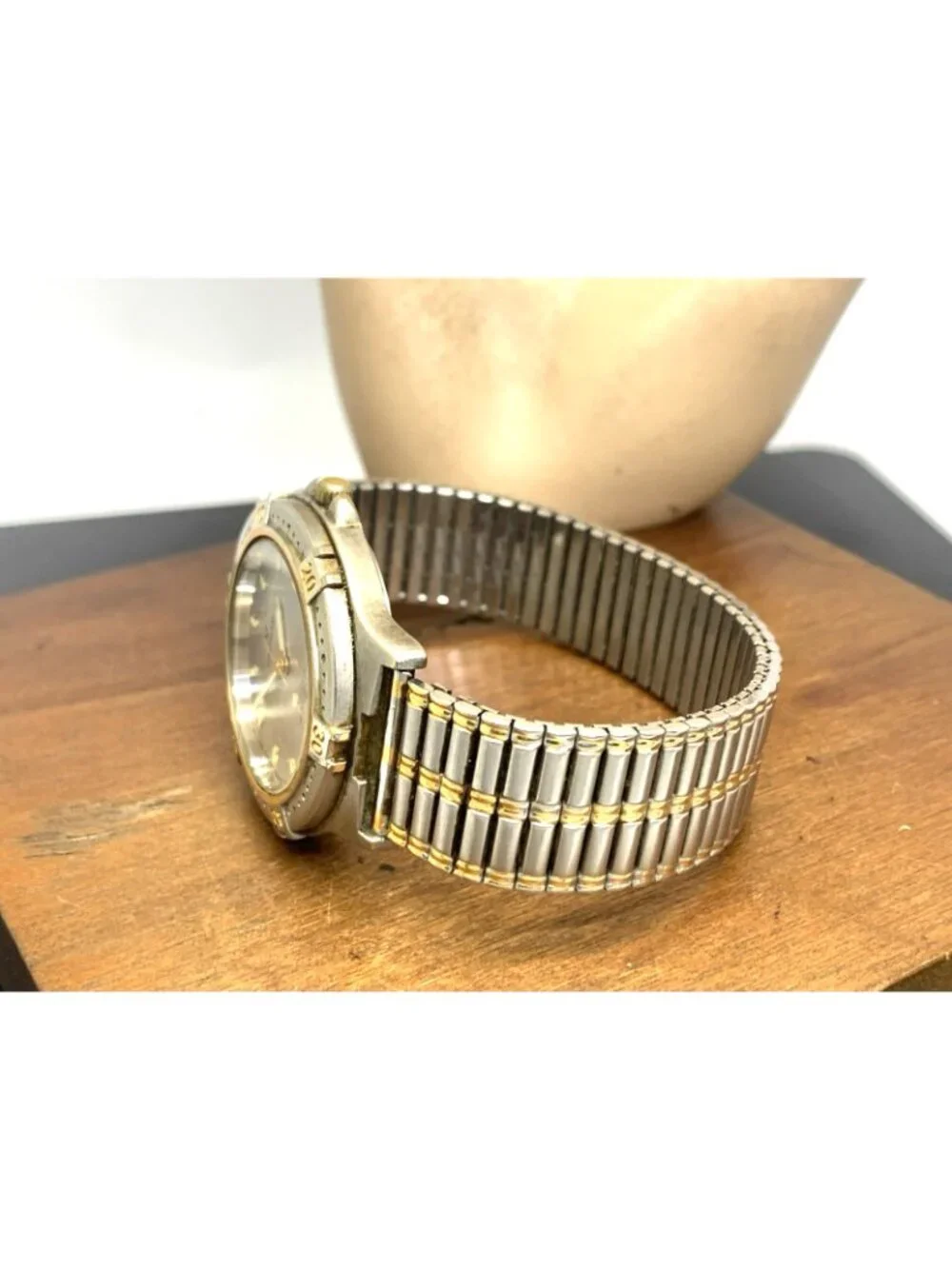 Waltham Mens Watch Vintage Quartz Silver Dial Date Two Tone Steel Expansion Band